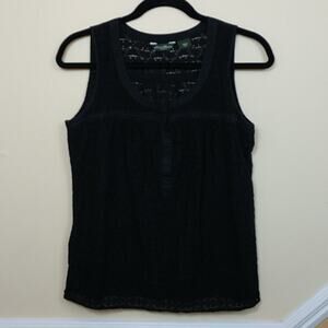 Eddie Bauer Black Eyelet Sleeveless size Small